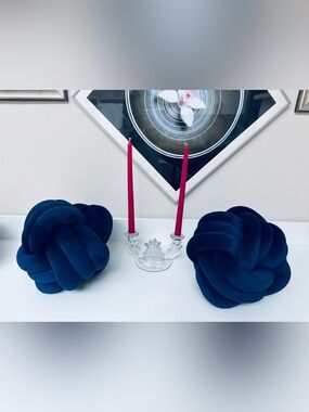 Plush Navy Knot Throw Pillow - Decorative Home Accent